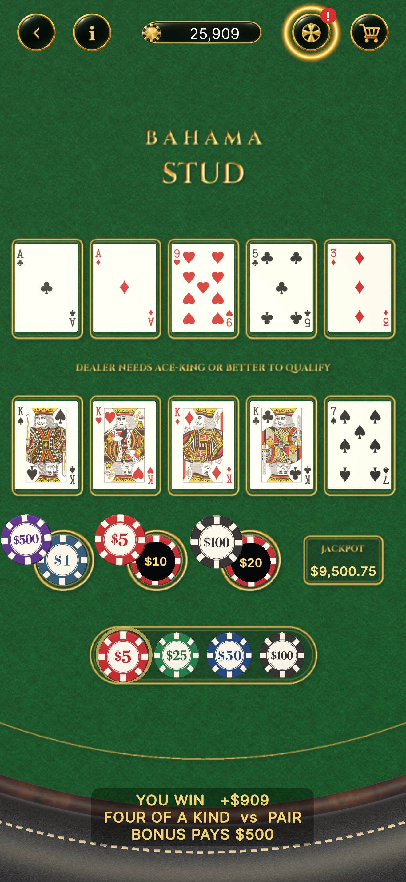 Bahama Stud — at the table
