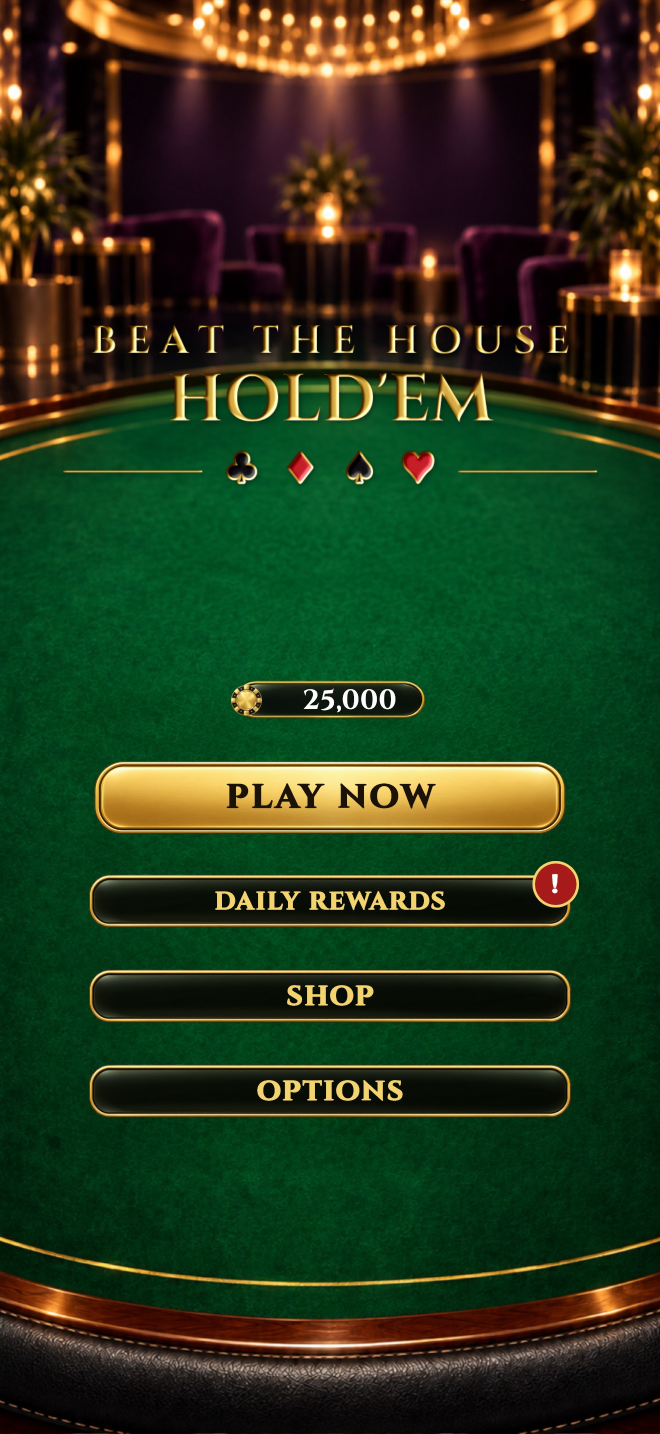 Beat the House Hold'em — main menu