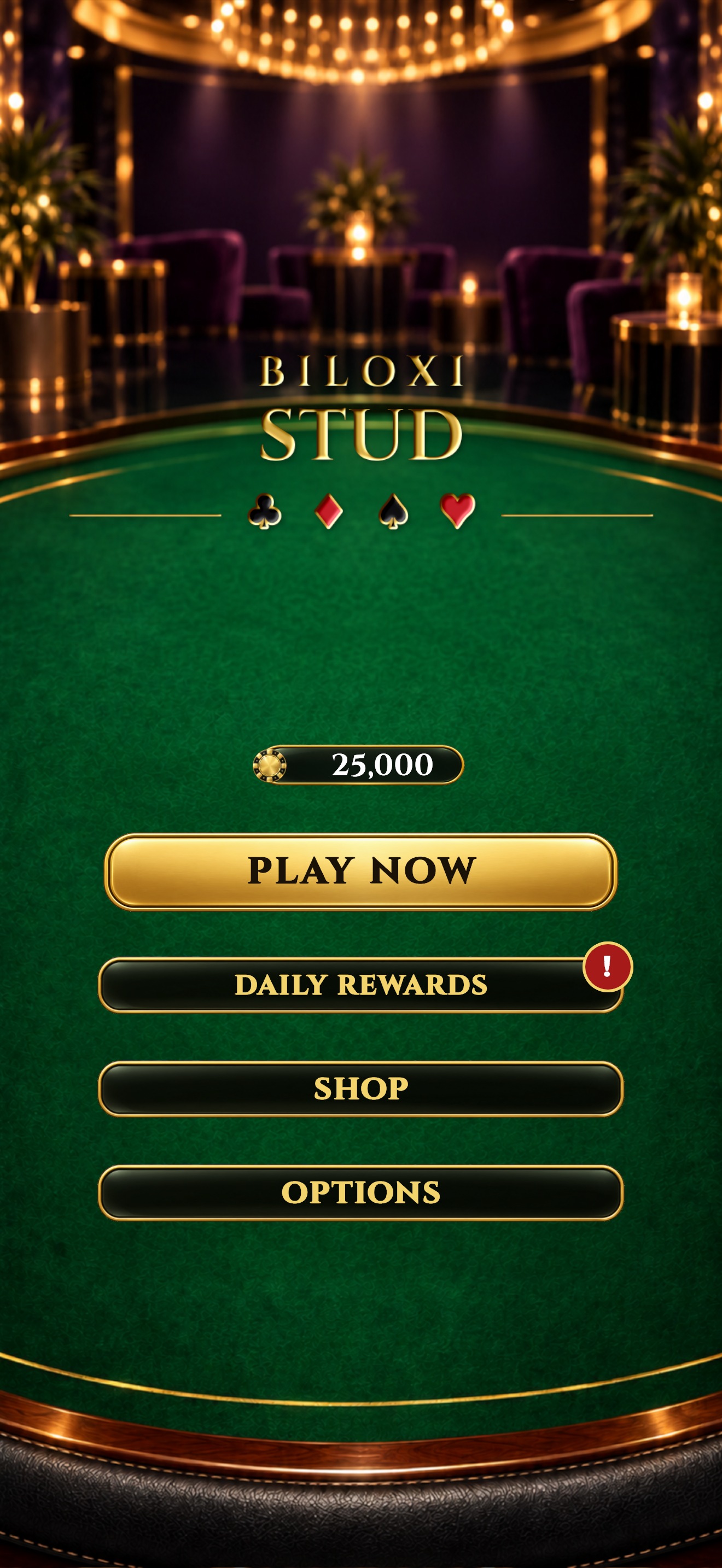 Biloxi Stud — main menu