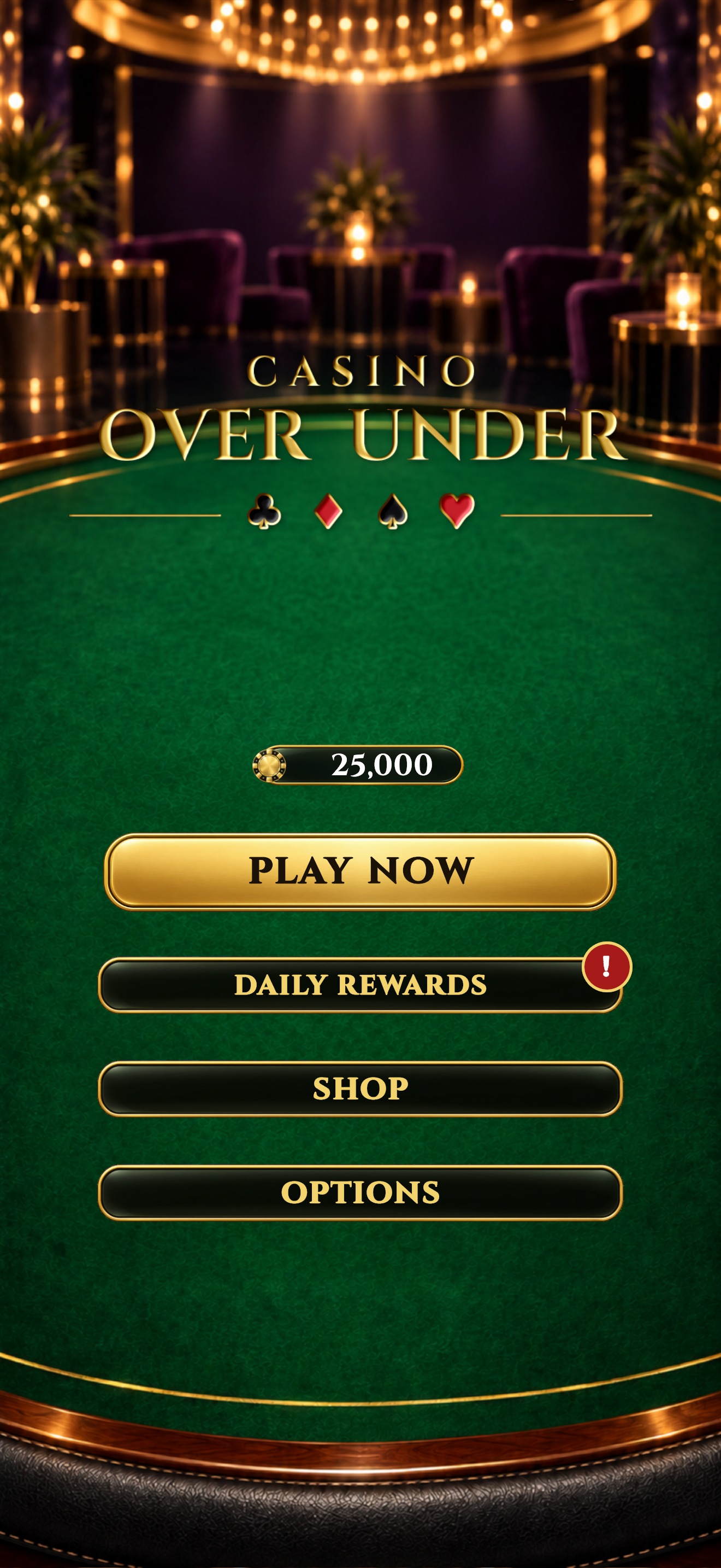 Casino Over Under — main menu